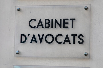 cabinet d'avocats text sign french means office lawyer facade wall counsel entrance building avocat solicitor in France