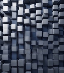 Aufkleber - A 3D of a wall composed of numerous gray cubes arranged in a grid-like pattern, creating a visually striking and abstract background.