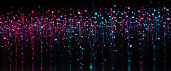 Poster - a vibrant display of multicolored lights, creating a mesmerizing and dynamic visual effect. The lights are scattered across the frame, with some appearing closer to the viewer
