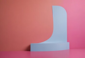 Aufkleber - A minimalist art piece featuring a curved, light blue shape against a vibrant pink background.