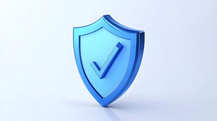 cartoon 3d Icon safety shield check mark perspective . Blue symbol security safety icon. Checkmark in minimalistic style. 3d vector illustration. white background