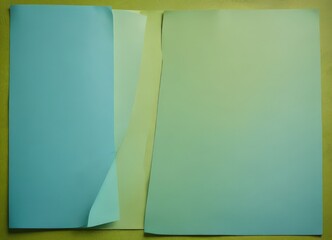 Aufkleber - three overlapping pieces of paper in various shades of green, with the leftmost piece slightly tilted to the right.