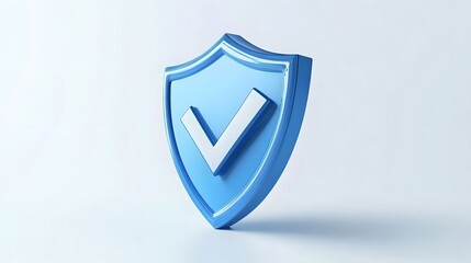 Wall Mural - cartoon 3d icon safety shield check mark perspective . blue symbol security safety icon. checkmark i