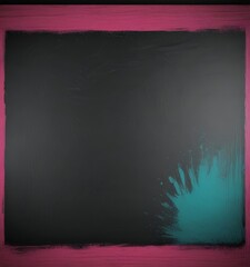 Fototapete - a black background with a splash of blue paint on the right side, set against a pink border.