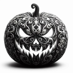 black halloween pumpkin isolated on white background