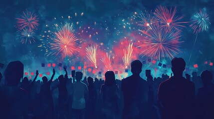 Wall Mural - fireworks show during a charity event.