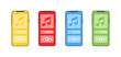 © Coosh448 - Phone player set icons. Flat style. Vector icons.
