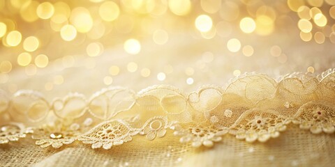 Wall Mural - soft focus muted yellow background with delicate lace textures and bokeh light effect