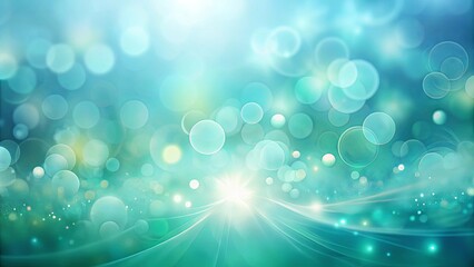 Wall Mural - Abstract background in soothing blue-green hues with blurred shapes and soft light effects