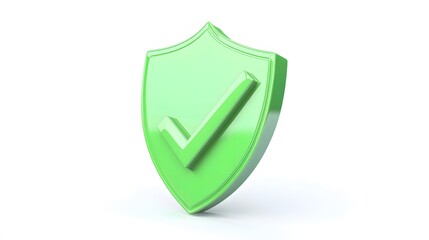 
cartoon 3d Icon safety shield check mark perspective . green symbol security safety icon. Checkmark in minimalistic style. 3d vector illustration. white background