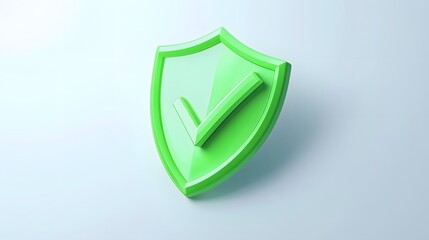 
cartoon 3d Icon safety shield check mark perspective . green symbol security safety icon. Checkmark in minimalistic style. 3d vector illustration. white background