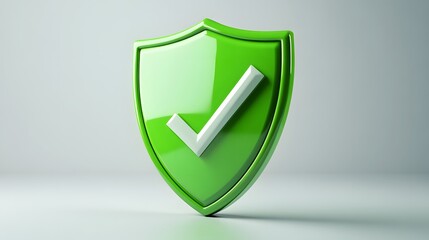 
cartoon 3d Icon safety shield check mark perspective . green symbol security safety icon. Checkmark in minimalistic style. 3d vector illustration. white background