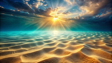 Wall Mural - Tranquil sandy and watery textures with glowing streaks, perfect as a peaceful wallpaper