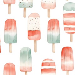 Wall Mural - Watercolor Popsicle Pattern