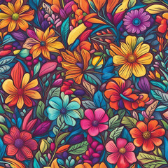 Wall Mural - colorful flower illustration background