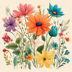 Wall Mural - colorful flower illustration background