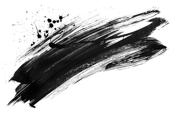 Wall Mural - A single, bold black brush stroke contrasts against a clean white background or PNG
