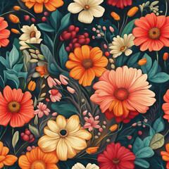 Canvas Print - colorful flower illustration background