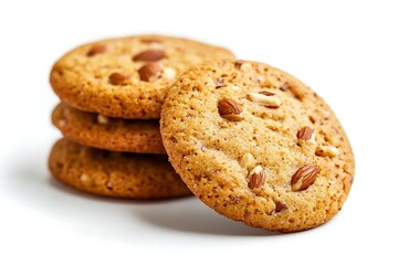 round nut cookie isolated on white background