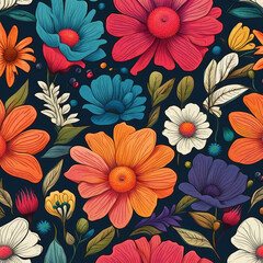 Canvas Print - colorful flower illustration background