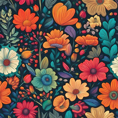 Wall Mural - colorful flower illustration background