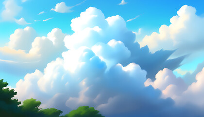 Poster - Artistic clouds in the high sky, a pristine natural canvas of the blue.