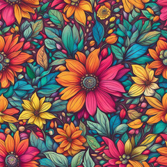 Wall Mural - colorful flower illustration background