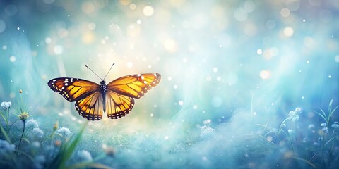 Wall Mural - Tranquil background with blurred butterfly wings and mist