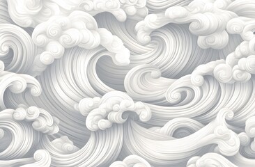 Sticker - Abstract White Wave Pattern