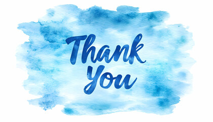 Thank you message with blue watercolor background.