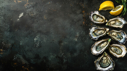 Oysters, with empty copy space