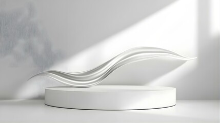 Wall Mural - Abstract White Wave on Pedestal.