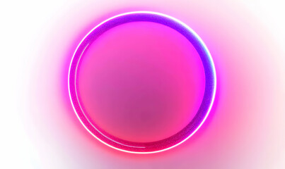 Canvas Print - A vibrant pink and purple glowing neon circle on a white background.