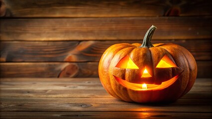 Cheerful pumpkin glowing with candle light, perfect for Halloween home decor