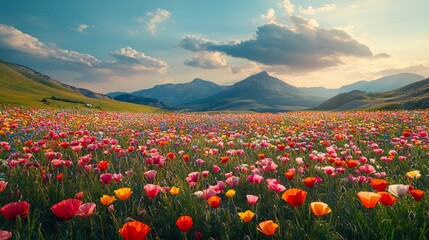 Wall Mural - Poppy Field Sunset.
