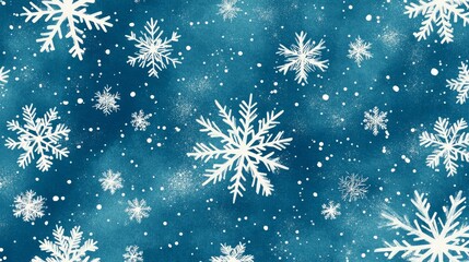 Wall Mural - Blue Winter Background with Snowflakes