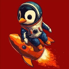 Sticker - Penguin Astronaut Soaring Through Space