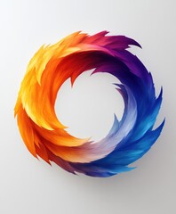 Wall Mural - Abstract colorful circle with vibrant blue, red, orange, and purple colors, with a white background.