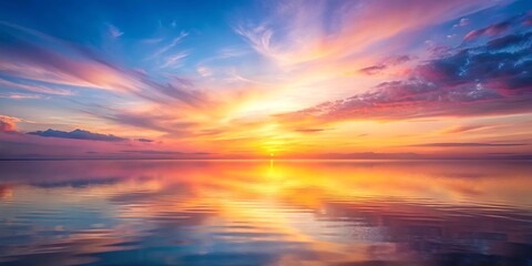 Wall Mural - abstract sunset wallpaper with serene twilight ambiance, featuring soft pastel tones and calming atm