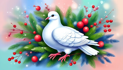 Wall Mural - Peace Dove Decoration in Romantic Holiday Atmosphere