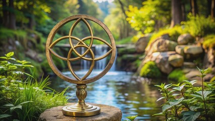 Vesica Piscis symbol at the Chalice Well featuring sacred geometry in isolated setting, Vesica Piscis