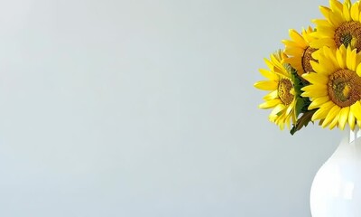 Wall Mural - White ceramic vase with sunflowers on white background, Video