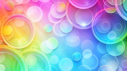Wall Mural - Tranquil image of overlapping rainbow circles in soft pastel tones
