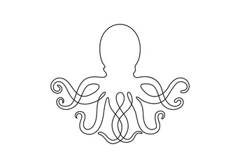 Wall Mural - Octopus continuous one line drawing. Isolated on white background vector illustration