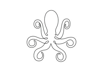 Wall Mural - Octopus continuous one line drawing. Isolated on white background vector illustration