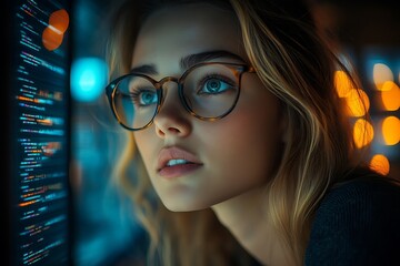  AI cyber security concept. Diverse IT specialist team analyzing artificial intelligence online risk threats to consumer data & privacy. Software developers coding & ethical hacking in dark office 