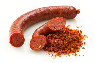 A fresh Chorizo seasoning and Chorizo seasoning Power isolated on white