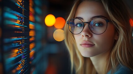  AI cyber security concept. Diverse IT specialist team analyzing artificial intelligence online risk threats to consumer data & privacy. Software developers coding & ethical hacking in dark office 