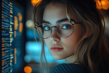 AI cyber security concept. Diverse IT specialist team analyzing artificial intelligence online risk threats to consumer data & privacy. Software developers coding & ethical hacking in dark office 