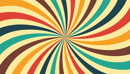Poster - Summer and carnival background. old retro perspective lines background. vintage colourful stripes wallpaper. groovy retro swirl burst